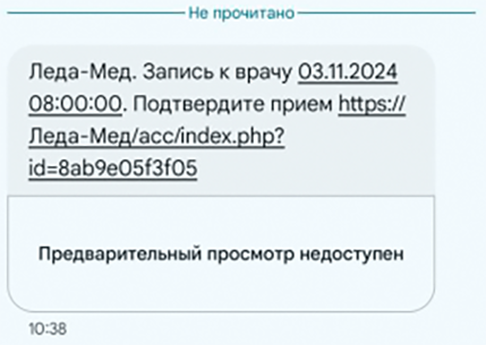 Пример SMS